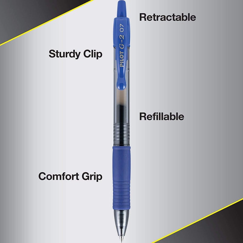 Pilot G2 Premium Gel Roller Pens, Fine Point 0.7 mm, Blue Ink Pens Fine Point, Pack of 8 - Ideal for School, Journaling, and Office Writing - Image 3